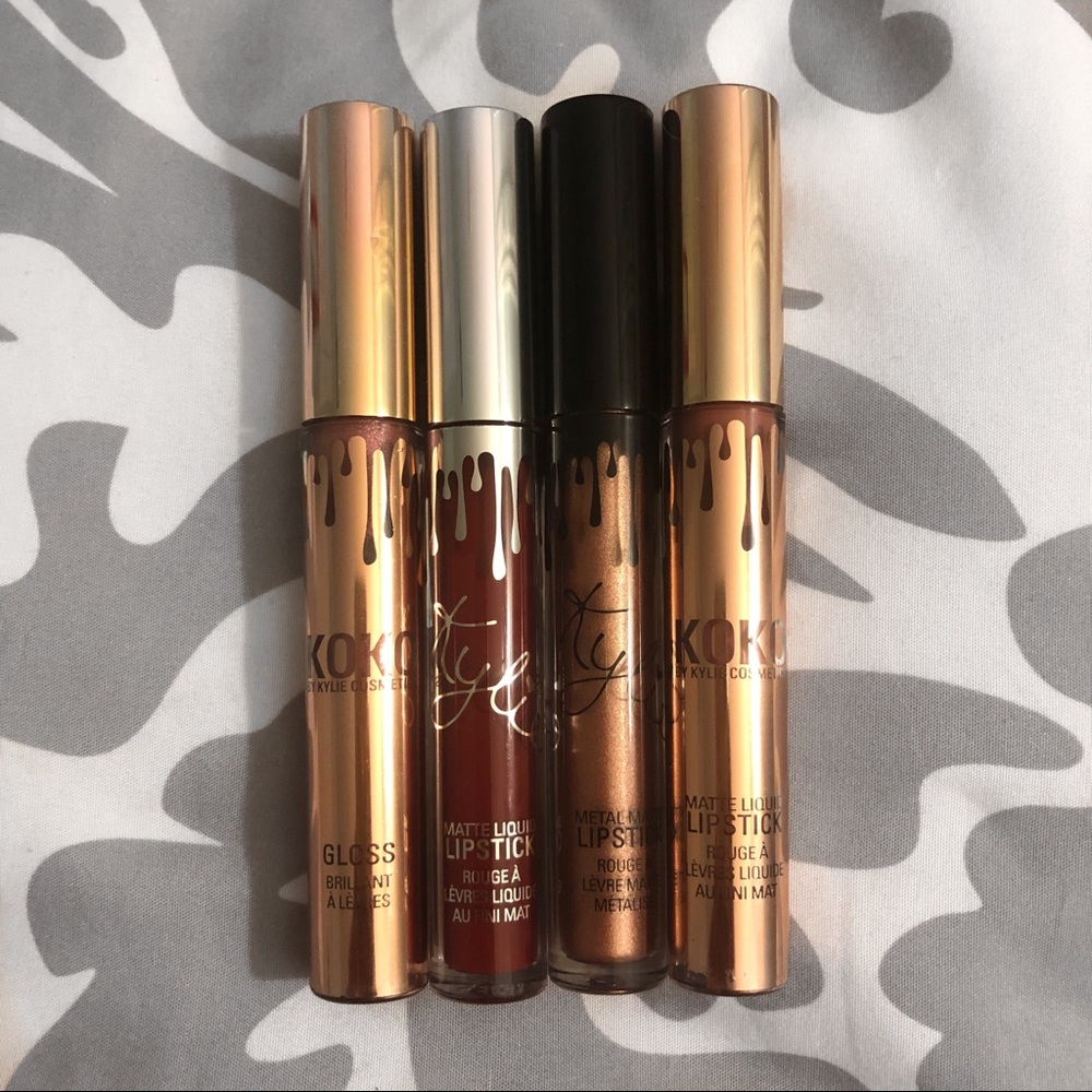 Assortment of Kylie Cosmetics lip products